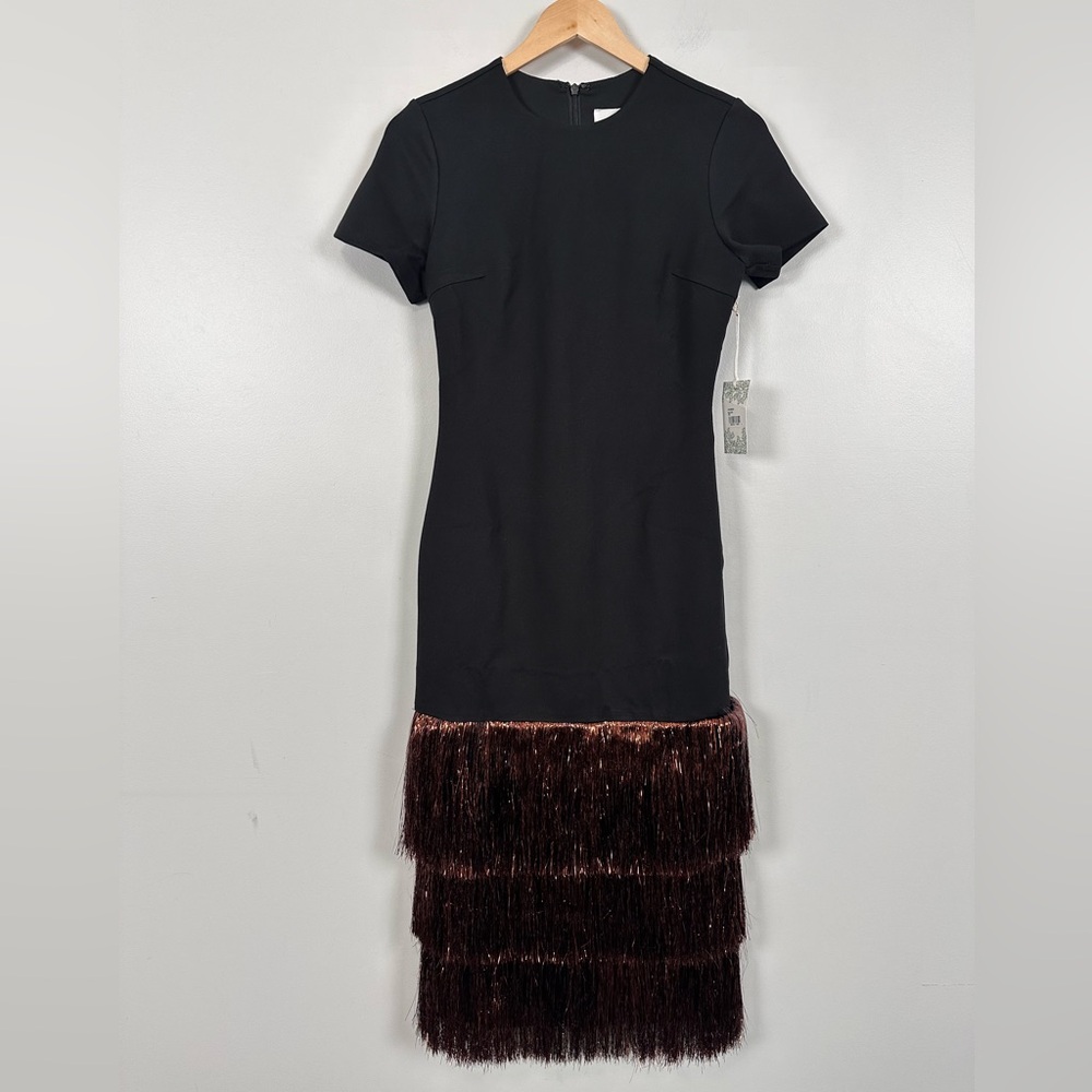 HYACINTH HOUSE Black & Bronze Metallic Fringe Francie Short Sleeve Maxi Dress - Picture 6 of 11